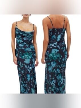 No Boundaries Blue Floral Maxi Slip Dress Small